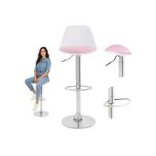 olu Sillas Altas para Barra y Comedor Sillas Giratorias 360° con Respaldo y Asiento Tipo Vino Piel Ajustables en Altura para Oficina y Hogar Blancas y Negras Rosa - Rosa - Ver 4
