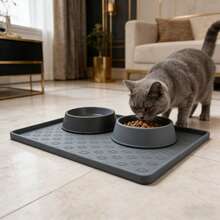 Thảm lót thức ăn cho thú cưng bằng silicon chống thấm nước và chịu nhiệt, có hình dấu chân, dễ vệ sinh. - Xem 2