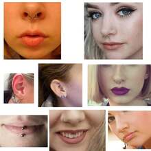 10 piezas de anillos de acero inoxidable de 16G con forma de herradura para cejas, labios, orejas y trágus, de 6-14mm - Plateado - Ver 2