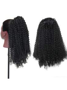 22 Inch Black Drawstring Ponytail Hair Extensions, Curly Ponytail Extensions, Synthetic Hair, Natural Wavy Hair Extensions Suitable For Women's Daily Use - Multicolor - View 6