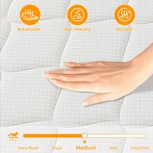 SEBRUANC 25cm Versatile Hybrid Mattress, Suitable For Single/Small Double/Twin/King/Super King Beds, 7-Zone Pocket Spring Core And Memory Foam, Quilted Microfiber Cover, Motion Isolation And Edge Support, CertiPUR-US Certified - 黑與白 - 查看 4