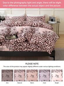 3pcs Leopard Print Duvet Cover Set, Super Soft & Breathable Microfiber Fabric, All Season Use, Machine Washable, Wrinkle Resistant, Suitable For King/Queen/Full/Double Bed, Home, Dorm, Apartment, Hotel, Vacation Rental, Gift - Multicolor - View 9