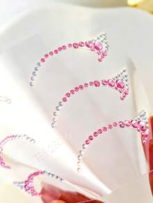 1 pieza Pegatina de delineador de ojos con cristales de color rosa y plateado - Pegatina facial brillante de cristal, decoración de maquillaje impermeable y sin adhesivo para festivales, fiestas y uso diario en primavera/verano, adecuada para mujeres - Multicolor - Ver 7