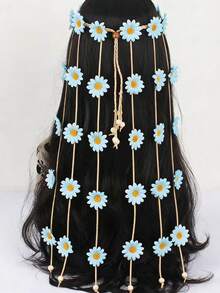 Accessoire pour cheveux de style bohème hippie avec tournesol et marguerite réalistes. Bandeau fleuri, décoration de cheveux d'été avec tournesol, convient aux filles, costumes de fête et de cosplay, style boho, accessoires pour cheveux avec tournesol - Taille unique - Voir 1