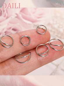DAILI 6pcs/Set Nose Ring Minimalist Double Nose Ring For Single Piercing For Women For Body Decoration - 3 Pairs Of Double Nose Rings - View 8