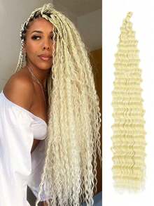 Pelucas trenzadas de ganchillo con ondas profundas de 18/22/26/30 pulgadas, extensiones de cabello de ganchillo con rizo profundo sintético - Multicolor - Ver 90