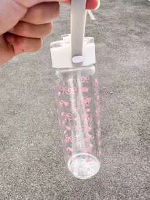 1件 350/550/800ml 蝴蝶圖案大容量運動水壺，透明便攜飲水瓶，適合戶外、旅行、辦公室、日常使用，母親節、父親節、畢業禮物 - 蝴蝶結 - 查看 5