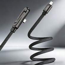 240W Foldable Phone Stand & Charging Cable | Dual Type-C Super Fast Charging Angled Connector, Braided Cable, Compatible With Multiple Phones, USB Data Transfer - Multicolor - View 12