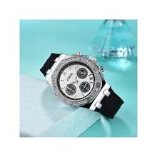 ZOEA Reloj de pulsera unisex con diseño multifuncional, correa de silicona, estilo moderno casual, uso diario y social - Blanco y negro 2 - Ver 6