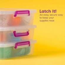 IRIS USA 5.7 L Cajas de Almacenamiento de Plástico con Cierres Paquete de 6 para Organizar útiles de Escritorio Papelería Arte y Suministros del Hogar Transparente/Violeta - Violeta - Ver 3