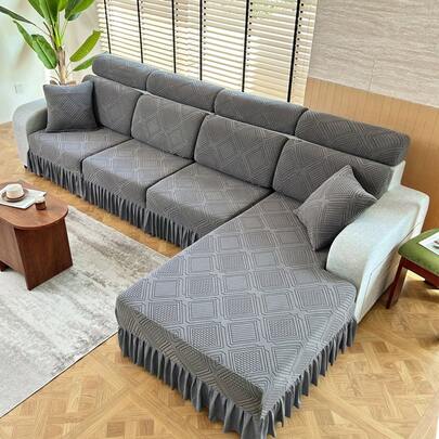 1 pieza Funda de cojín de sofá de terciopelo jacquard con estiramiento, Funda elástica para sofá de sala de estar, Decoración del hogar