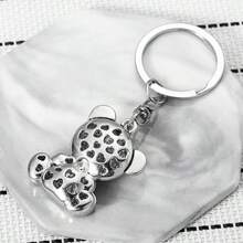 1pc Niche Rhinestone Bear Keychain, Creative Full Diamond Cartoon Student Bag Pendant Gift, As A Friend's Birthday Gift, Holiday Gift, Friendship Souvenir Gift For Friends - Silver - View 5