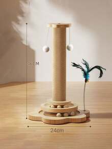 1pc/2pcs Cat Scratching Post/Climbing Tower With Elevated Design, Featuring Durable Anti-Scratch Sisal Rope Pads. Includes Built-In Cat Teaser Wand And Cat, Perfectly Satisfying Cats' Self-Grooming, Scratching And Entertainment Needs. An Excellent Gift For Kittens. Cat Scratching Post, Cat Supplies, Cat Toys - Khaki - View 16