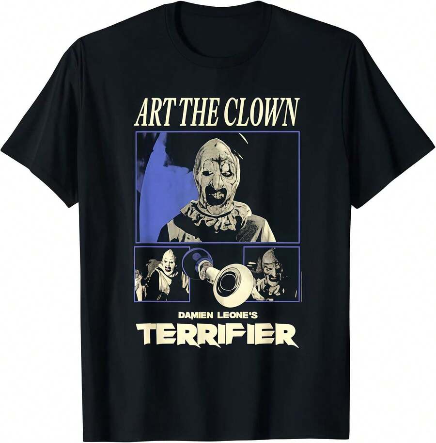 Terrifier Art The Clown Black And White Panels Horror Movie T-Shirt ...