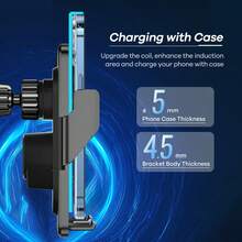 REMAX 15W无线车载充电器；自动夹紧；360°旋转；稳定防抖；中控台手机支架；通用导航支架；兼容iOS/安卓系统；汽车配件 - 黑色 - 查看 7