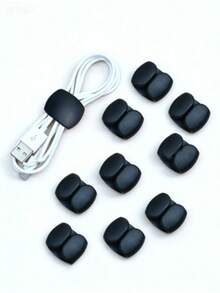 10pcs Black Cable Organizer - Black - View 2