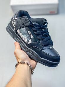 男士休闲运动鞋，黑色运动鞋，时尚百搭休闲乐福鞋 - 黑色 - 查看 1