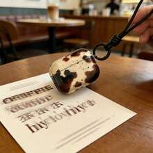 Ins Style Black & Brown Cow Print Splash Ink Semi-Transparent Earphone Case + Niche Luxury Portable Lanyard Compatible With Apple 1/2, Pro, 3, Pro 2, 4, Pro 3 Bluetooth Earphone Charging Case - Black - View 1