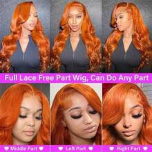 13*4 Lace Front Wigs Human Blended Hair With 200% Density Body Wave Wig Ear To Ear HD Lace Frontal Pre Plucked Human Frontal Hair 22Inch #350 Ginger Orange - S350 - View 10
