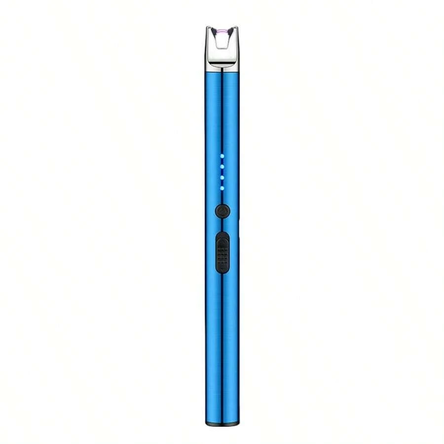 Rechargeable Flameless Plasma Windproof USB Lighter - Upgraded LED Battery Display, Safety Switch, Pocket Size For Candle, Cooking, BBQs And Fireworks - Màu xanh lam - Xem 1