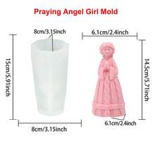 1pc Angel Girl Silicone Candle Molds Reusable Praying Angel With Knitted Dress & Star Accents Molds For DIY Candle Making Enthusiasts - Perfect For Creating Scented Candles, Decorative Soaps, Resin Ornaments And Plaster Home Accents - Angel Girl - View 13