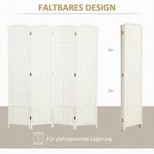 Four-Part Folding Screen, Room Divider For Living Room, Bedroom Or Office, White - 4pcs - View 4