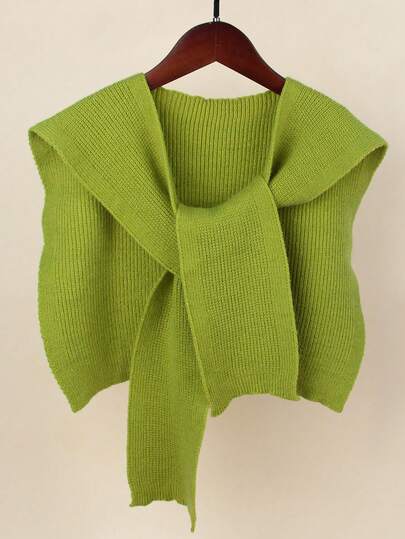 1pc Women's Sweet Style Solid Color Knitted Shrug Shawl, Warm And Suitable For Daily Wear