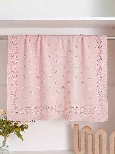 Hollow Lace Baby Knit Blanket, 100% Cotton A-Class Infant Swaddle Wrap, All-Season Stroller Cover, Ins Style