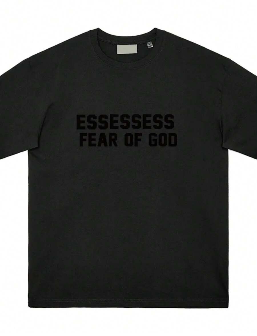 Esse Designer Mens T Shirt Summer Fashion Simplesolid Black Letter Printing Tshirts Couple Top White Shirt Casual Loose Women Tees Polo Essen Shirt Tials Tshirt Ax - 黑色 - 查看 1
