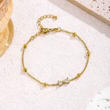 Novo conjunto de 2 peças: colar de aço inoxidável com zircônia, requintado e elegante, com pétalas de borboleta e laço, perfeito para o verão e que não desbota. - Dourado - Visão 6