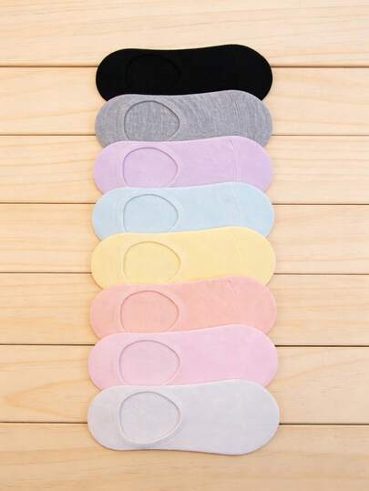 3/6/12 Pairs Pastel Colored Invisible Liner Socks, Soft, Non-Slip, Comfortable For Spring/Summer