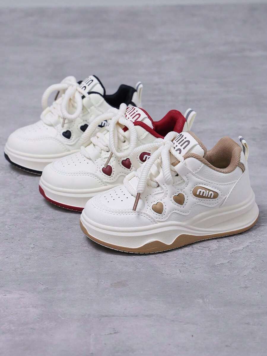1 Pasang Sepatu Sneaker Olahraga Anak-Anak Sol Lembut Anti Selip Modis Kasual dengan Perekat Velcro, Cocok untuk Musim Semi & Gugur - Merah - View 1