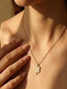 Mặt dây chuyền cỏ bốn lá may mắn khắc tên theo yêu cầu, mặt dây chuyền cỏ ba lá may mắn, quà tặng trang sức ngày Valentine, phụ kiện thời trang tinh tế, quà tặng lý tưởng, vật kỷ niệm nhỏ. - Nhiều màu 13 - Xem 5