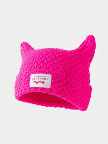 1pc Men's Minimalist Cat Ear Sewn Label Y2K Knit Beanie Hat, Cute & Fashionable, Suitable For Autumn/Winter Warmth And Daily Wear - Multicolor - View 13