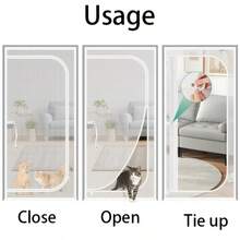 Pet Safety Gate Net - Pet Isolation Door Curtain, Suitable For Corridors And Doors, Zipper Opening Design. No Need For Drilling Installation, Does Not Occupy Space, Suitable For Dogs, Cats, And Other Animals - White - View 5