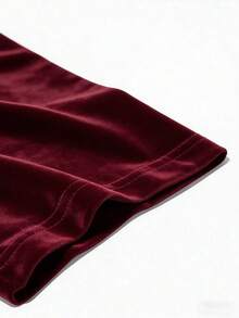Plus Size Men's Minimalist Letter Print Round Neck Short Sleeve Casual T-Shirt, Easy To Match, Best Gift For Friends - Burgundy - View 4