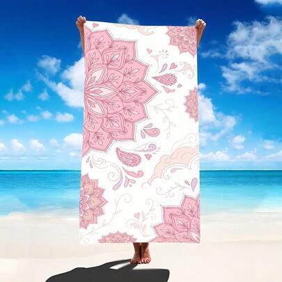 1 chiếc khăn tắm biển họa tiết hoa lá và mandala phong cách Bohemian, chất liệu microfiber siêu mềm, cỡ lớn, thấm hút cực tốt, thích hợp cho du lịch, hồ bơi, lặn, lướt sóng, yoga, cắm trại, có nhiều kích cỡ khác nhau, phụ kiện đi biển.