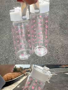 1件 350/550/800ml 蝴蝶圖案大容量運動水壺，透明便攜飲水瓶，適合戶外、旅行、辦公室、日常使用，母親節、父親節、畢業禮物 - 蝴蝶結 - 查看 6