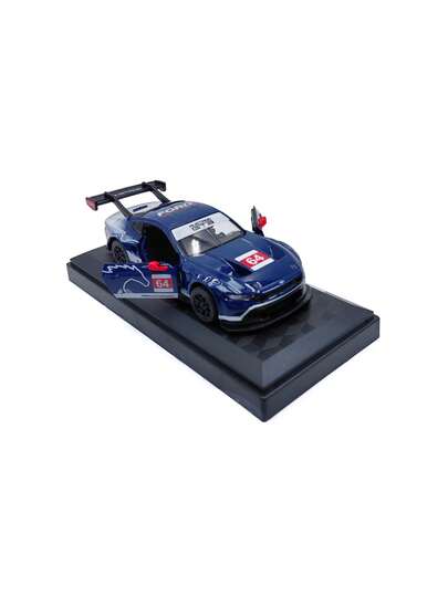 Ford 1:42 福特野马 GT3（涂装版）深蓝/黄色合金车模，行驶顺畅，车门可开启，细节涂装精美，收藏礼品及装饰品
