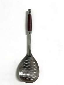 1 pieza Cuchara espumadera grande de acero inoxidable, resistente al calor con malla fina, mango ergonómico, apta para sartén, olla caliente, hornear, herramienta duradera para el hogar y la cocina de restaurante - Multicolor - Ver 8