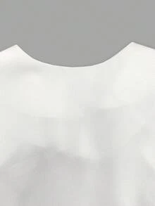女士新款时尚休闲纯色不对称圆领蝙蝠袖流苏下摆街头风百搭上衣，春夏白色 - 白色 - 查看 10