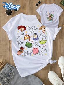 Disney Toy Story Characters Girls' T-Shirt 2-14Y Jessie Buzz Woody Rex Hamm Alien Print Casual Short Sleeve Kids Top Express Delivery - trắng - Xem 1