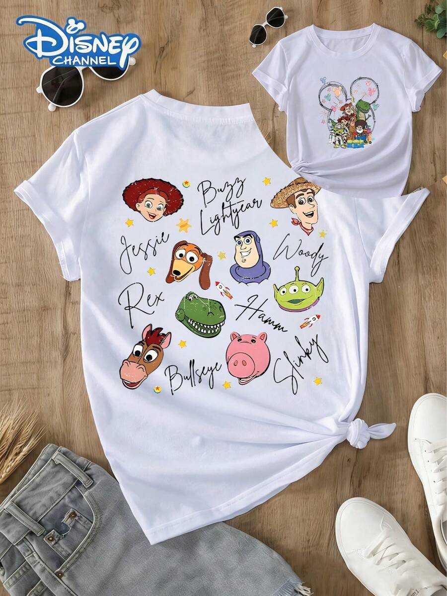 Disney Toy Story Characters Girls' T-Shirt 2-14Y Jessie Buzz Woody Rex Hamm Alien Print Casual Short Sleeve Kids Top Express Delivery - trắng - Xem 1