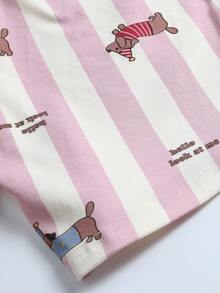 2 piezas Conjunto de pijama para mujer, Cárdigan de cuello en V de manga corta y pantalones cortos, Ropa de dormir transpirable para verano - Rosa - Ver 9