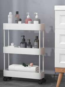 多功能白色滚动滑动式储物架，多层超薄带排水孔储物推车，纤薄储物推车，移动储物架，窄型储物架，浴室储物架，适用于厨房、浴室、洗衣房，节省空间的储物架，多层落地式储物架，适用于厨房、洗衣房和其他狭窄空间的塔式储物架 - 彩色 - 查看 6