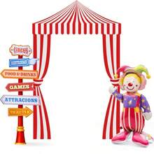 10 Pcs Carnival Party Decorations Set Circus Tents Self Standing Clown Balloons Circus Party Directional Signs Carnival Decorations For Birthday Directional Clown Trunk Or Treat Supplies - Red - View 1