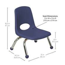 FDP 14749-NV - Silla escolar apilable de 8 pulgadas asiento de estudiante con patas de acero chapado en cromo y deslizadores de bola; para guardería preescolar y educación en el hogar color azul - Marino - Ver 2