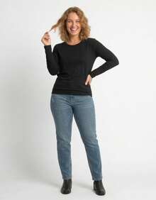 Women's Blouse Long Sleeve Cotton Shirt Fafenix Round Neck - 黑色 - 查看 1