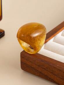 6枚/套 渐变树脂戒指，时尚弧形宽边不褪色戒指，适合女性旅行时佩戴 - 彩色 - 查看 8