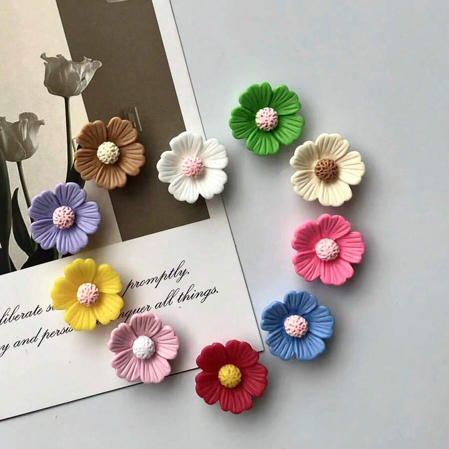 5/10pcs Colorful Daisy Fridge Magnets, Resin Flower Fridge Magnets, Personalized Fridge Stickers, Perfect Mother's Day Gift And Home Kitchen Decor - Multicolor - View 1